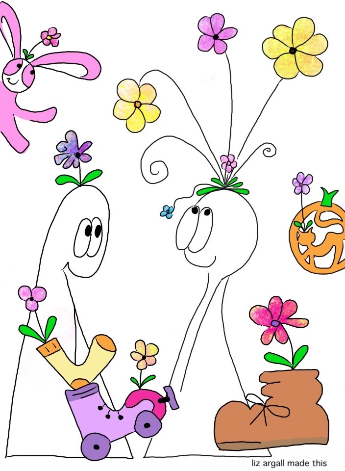 Flowers burst from the head of both of the Things, Bunson Hoppydew, Pumpkin Cat, Sock, Rollerskate and Boot.