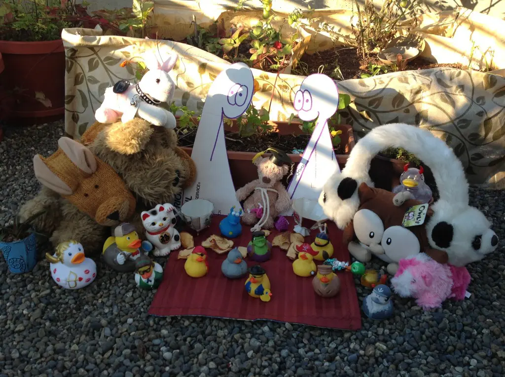 And then along came ALL the duckies, along with twisted flamingo and kangaroo-rabbit mittens,