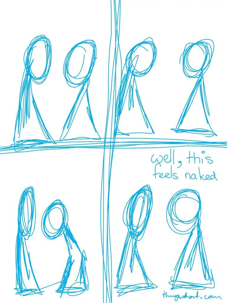 blue line sketches of the things.