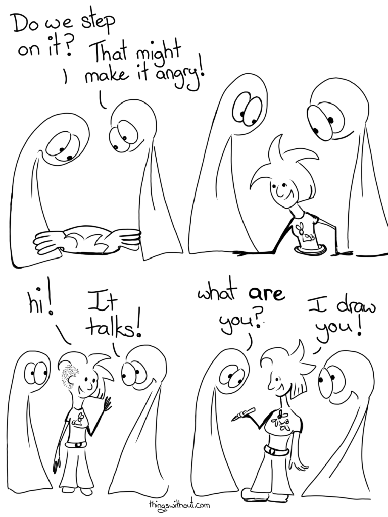 The hands are coming through