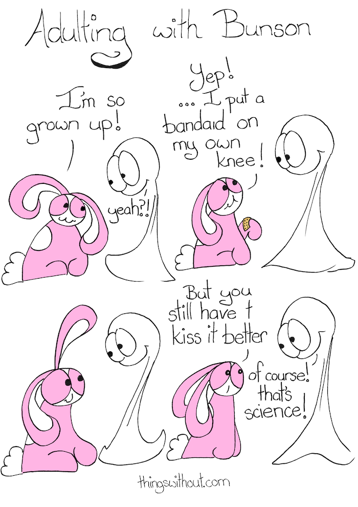 Adulting with Bunson webcomic, see below for full transcript