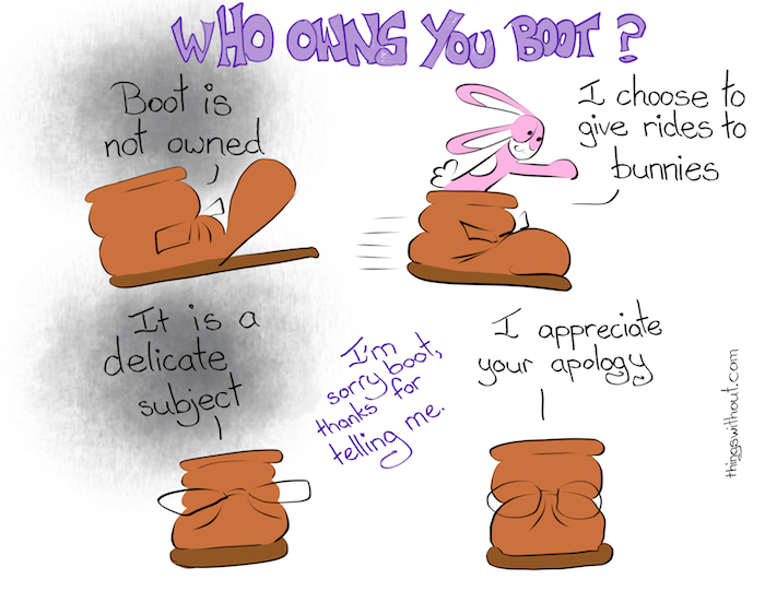 Boot Ownership webcomic, see below for full transcript