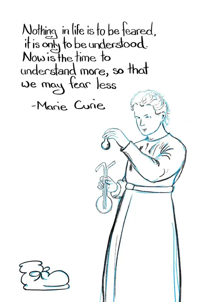 Marie Curie and Boot webcomic, see below for full transcript