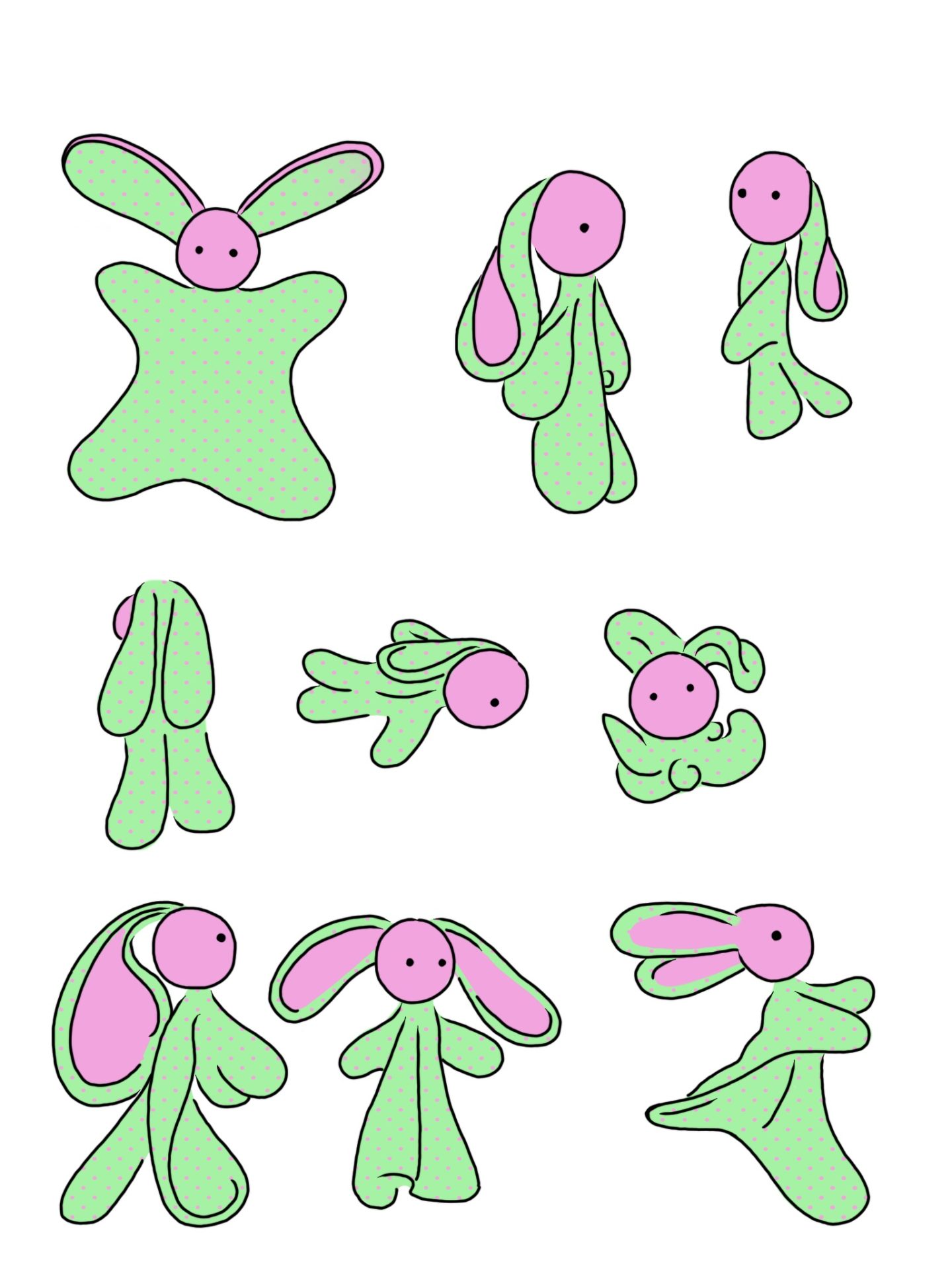 Concept art of Maggie the bunny washcloth doll