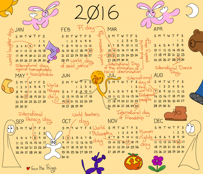 A 2016 Calendar