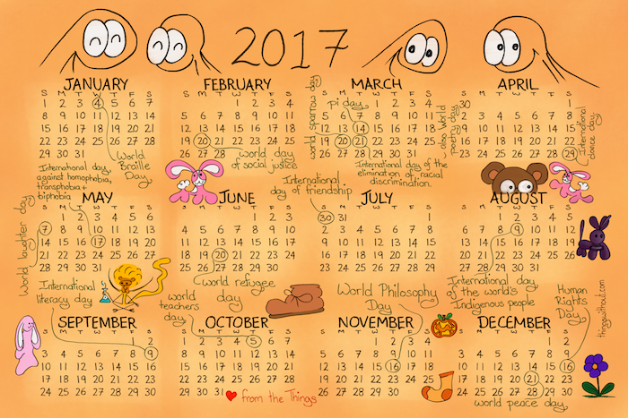 Things 2017 Calendar, fabric, giftwrap or wallpaper!