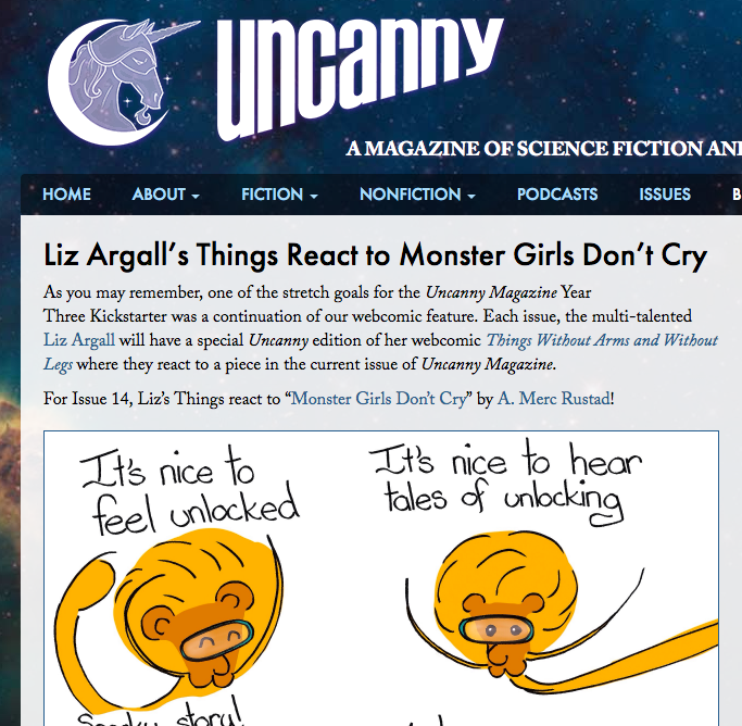 Mayara responds to “Monster Girls Don’t Cry” over at Uncanny Magazine