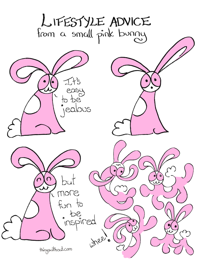 lifestyle advice from a small pink bunny