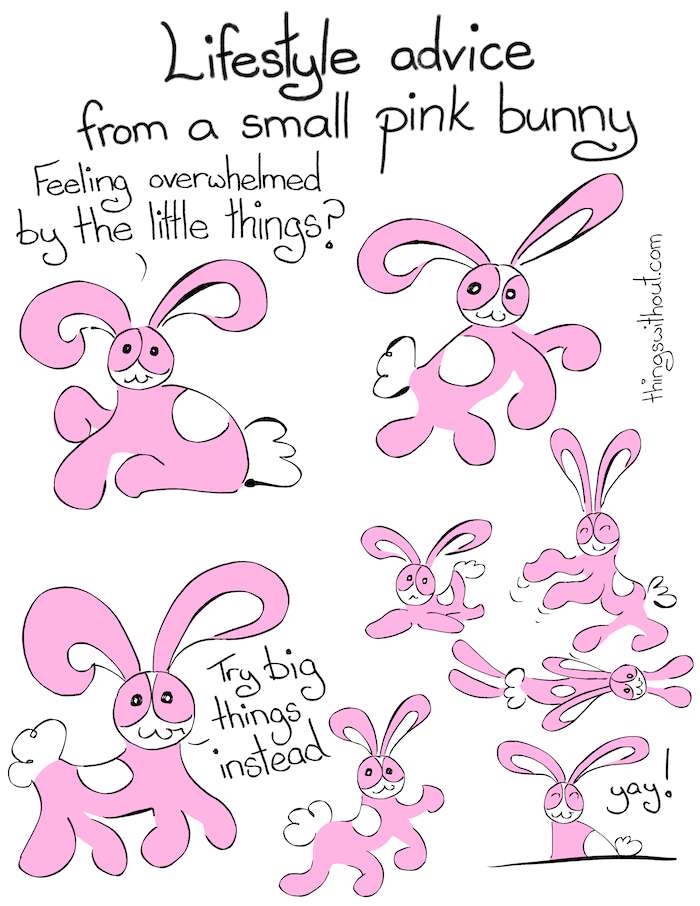 Lifestyle advice from a small pink bunny – overwhelm (Comic #552)