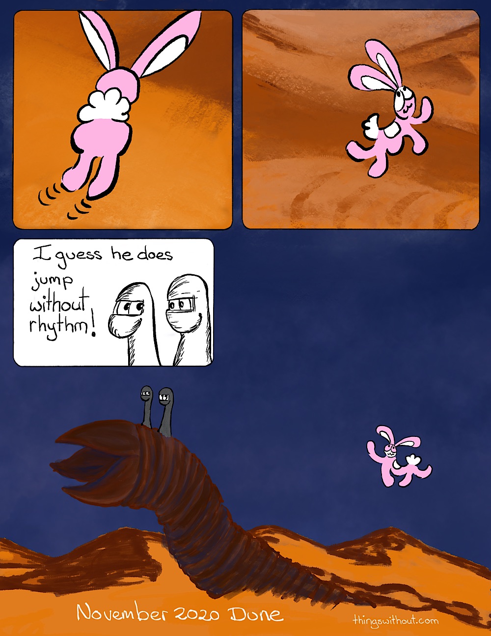 Dune in November, Bouncing as a Bunny Does! (Comic #648)