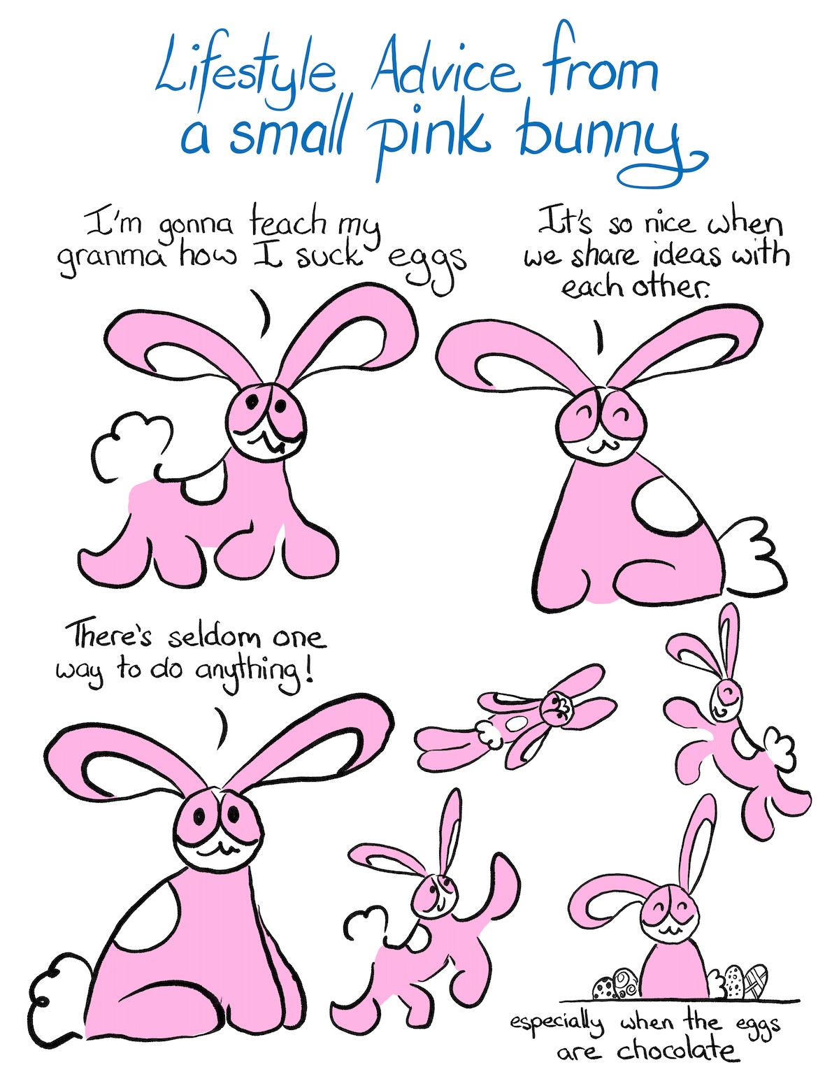 Lifestyle Advice from a Small Pink Bunny – Sucking Eggs (Comic #673)
