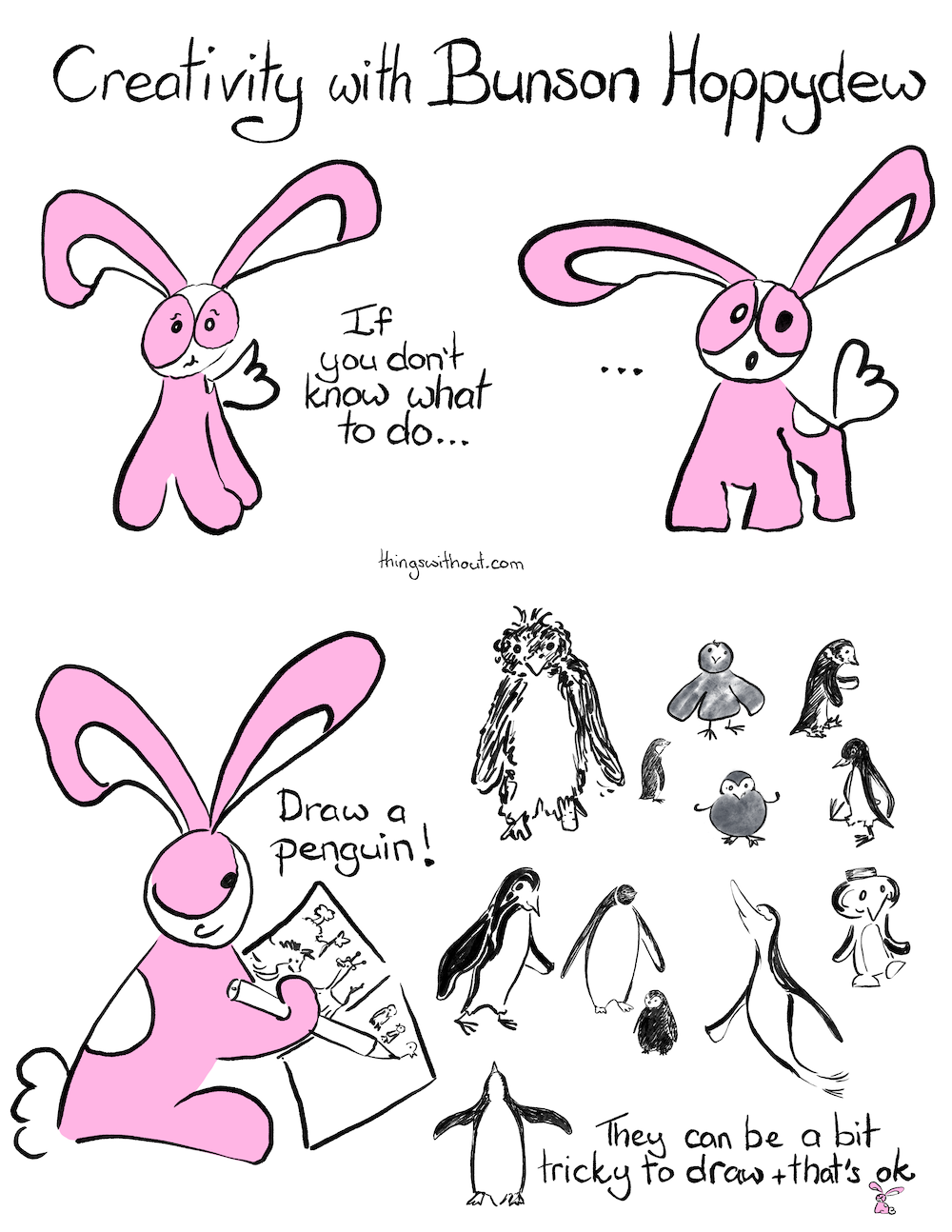 Creativity with Bunson Hoppydew – Penguins (Comic #717)